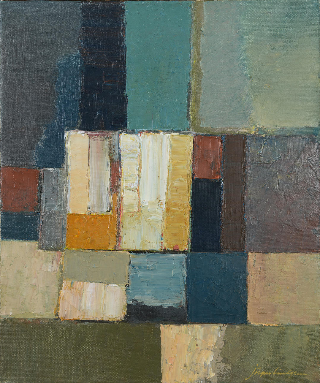 JÖRGEN LINDGREN. “Set up”, oil on canvas, signed.