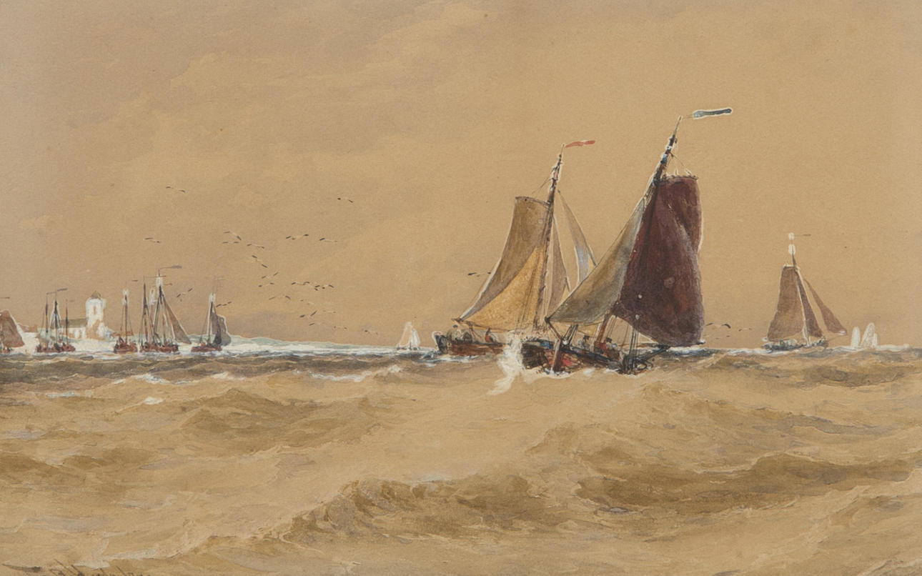 THOMAS BUSH HARDY. Segelbåtar, akvarell, signerad T.B. Hardy 1877.