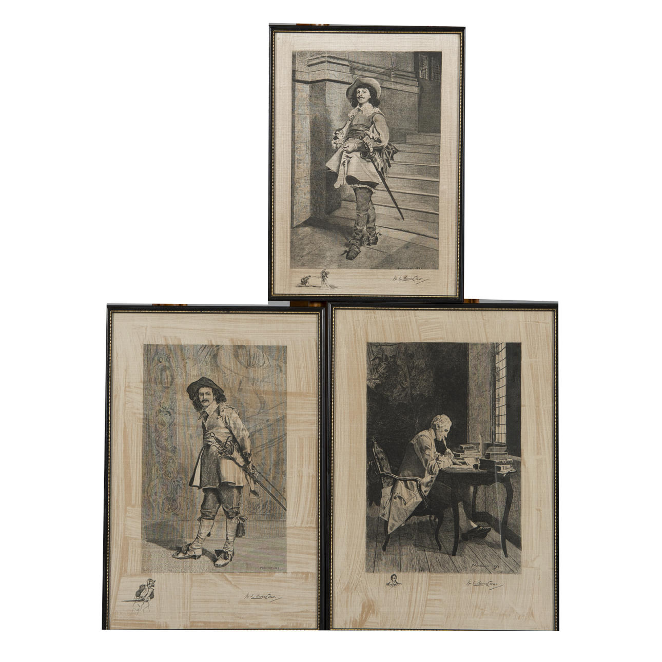 JEAN LOUIS ERNEST MEISSONIER. EFTER. Etsningar, 3 stycken.