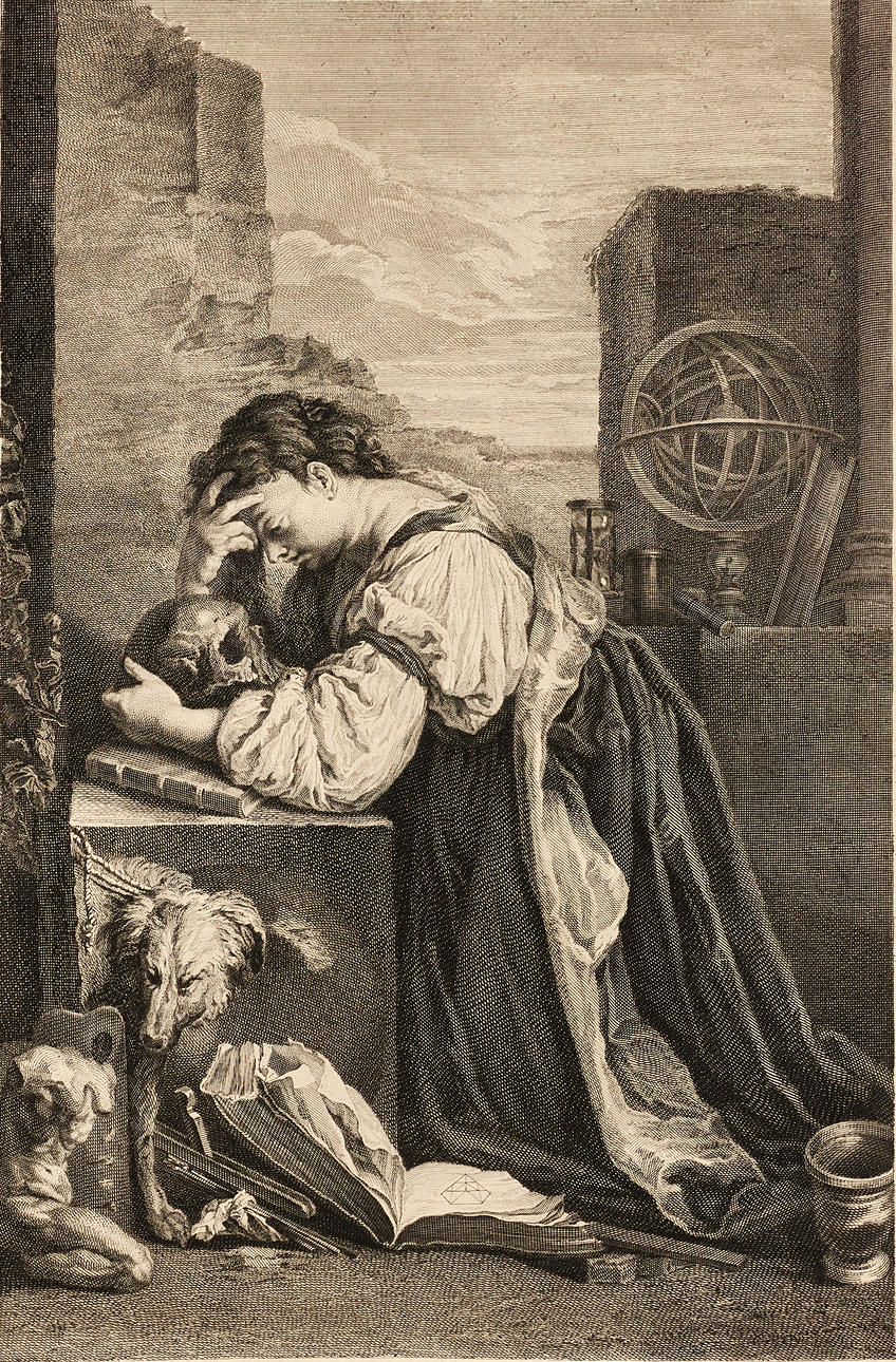 OLDER ENGRAVING, SIMON THOMASSIN, “La Mélancolie”.