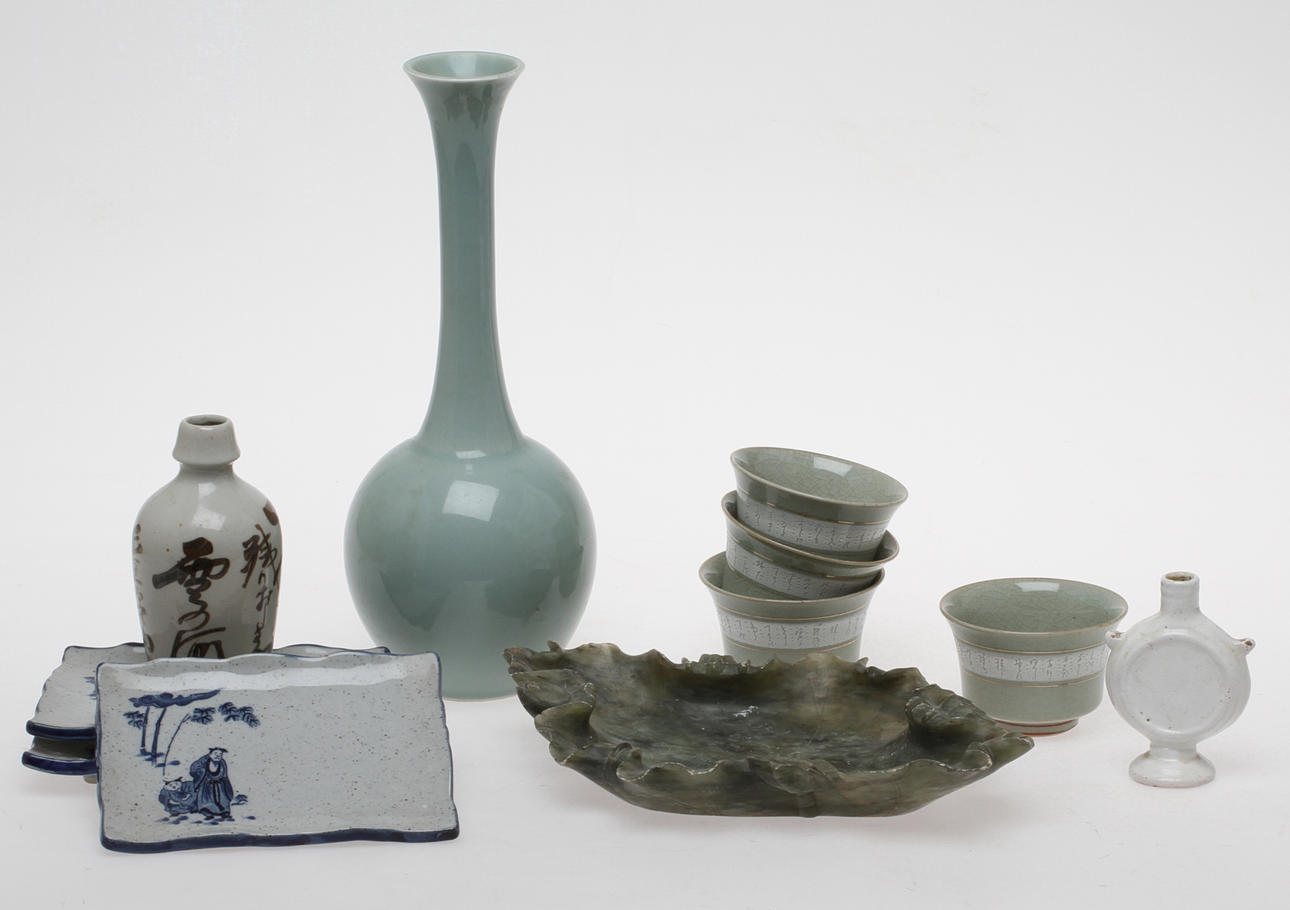 PARTI KERAMIK, 10 delar, Japan/Kina samt FAT alabaser/soapstone.