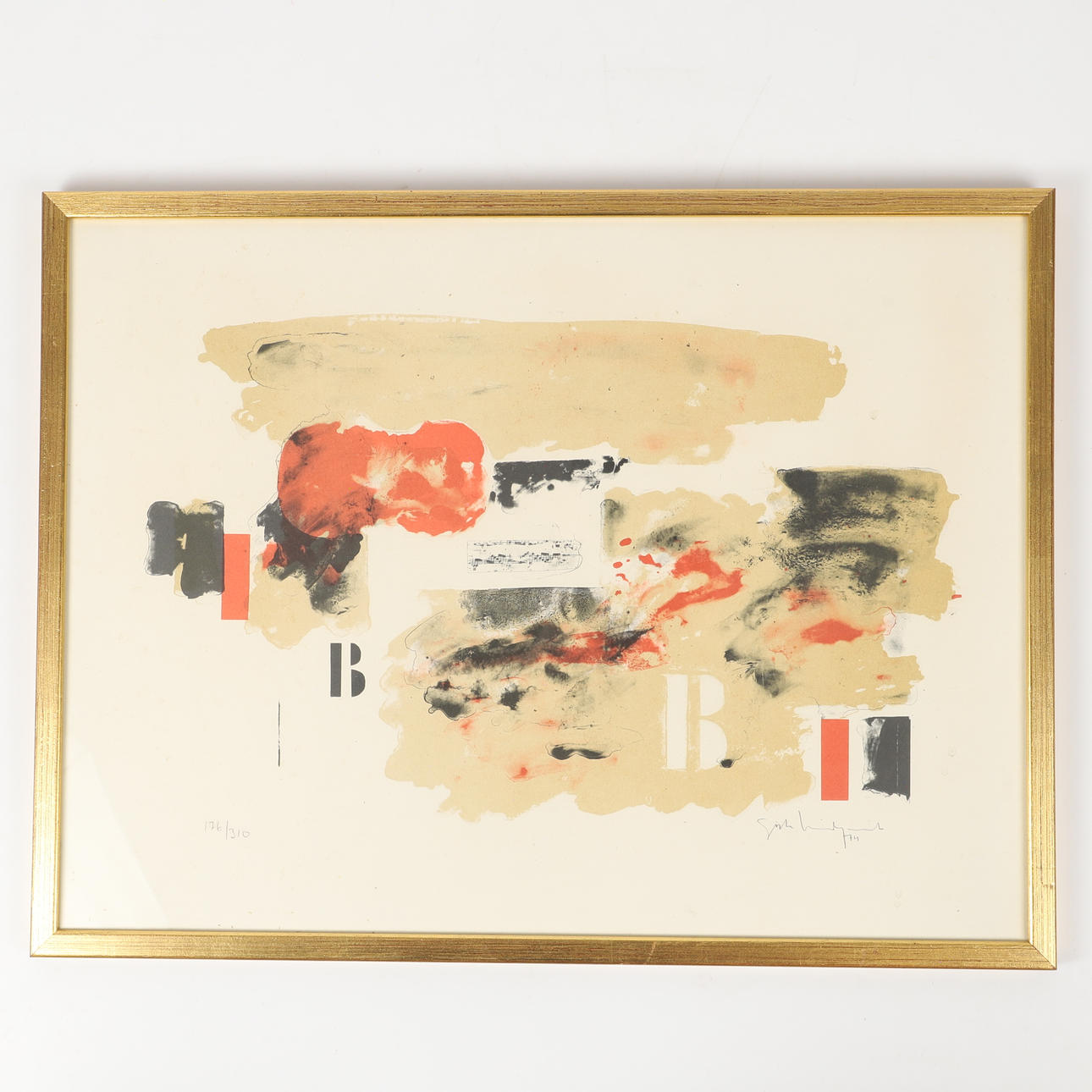 GÖSTA  LINDQVIST. Composition, lithograph in colours, signed.