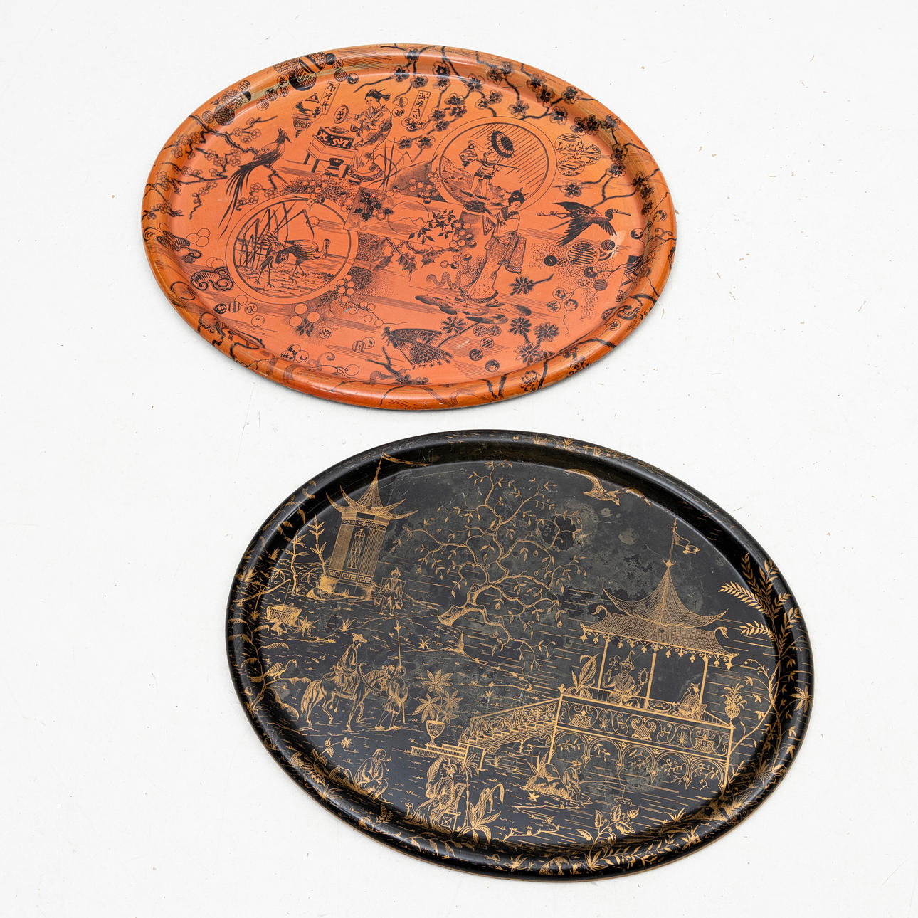 TRAYS, 2 pcs, plate with printed decor.