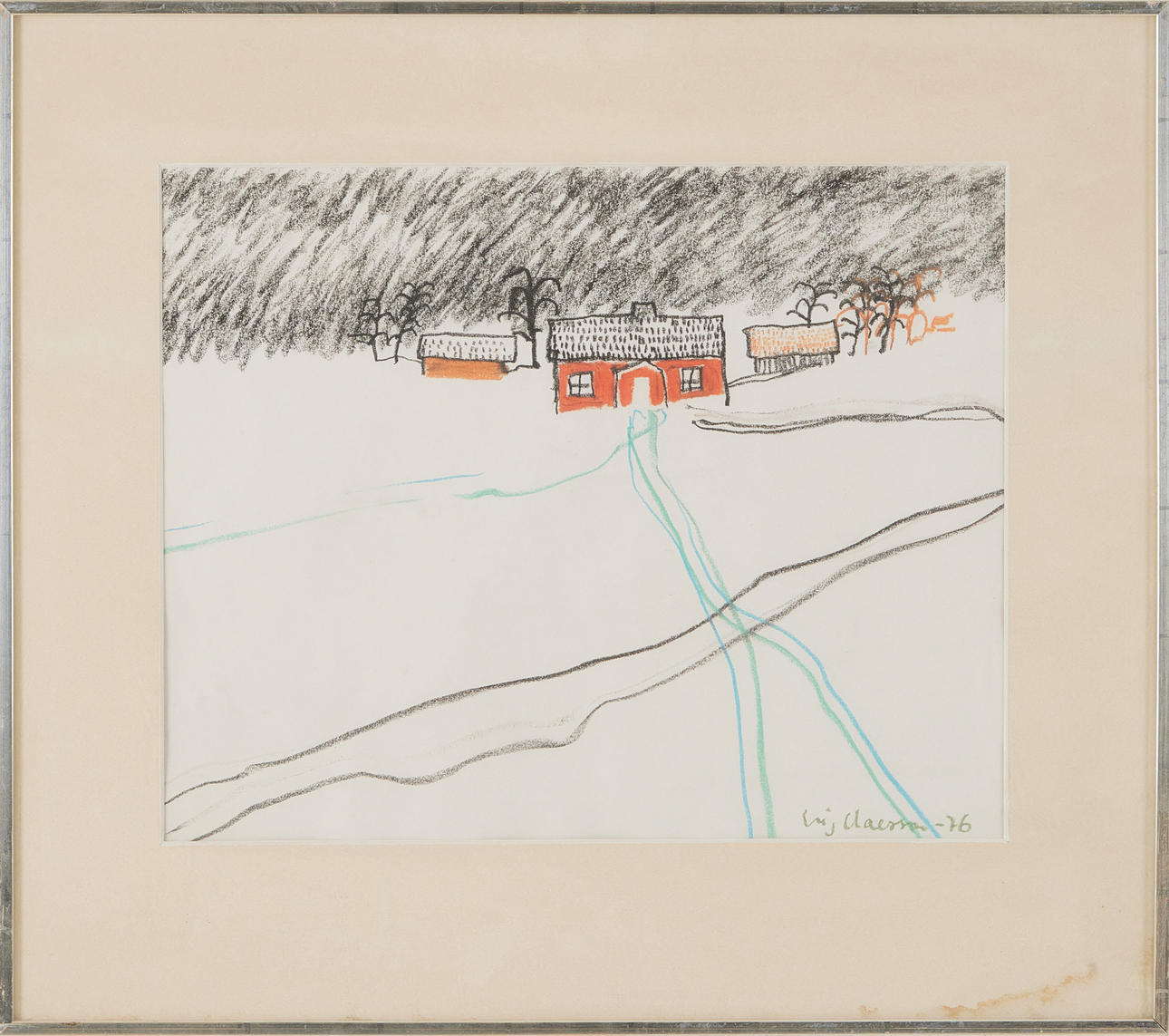 STIG (SLAS) CLAESSON. Farm, pastel, signed and dated 76.