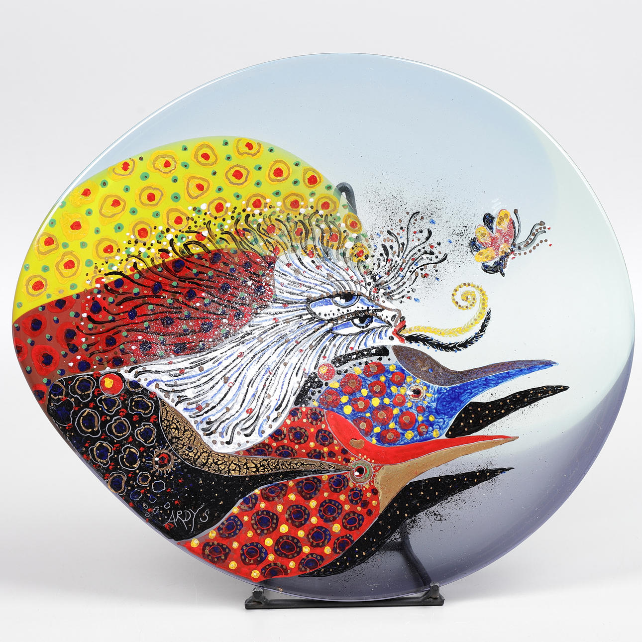 ARDY STRÜWER. Saucer, glass, signed.