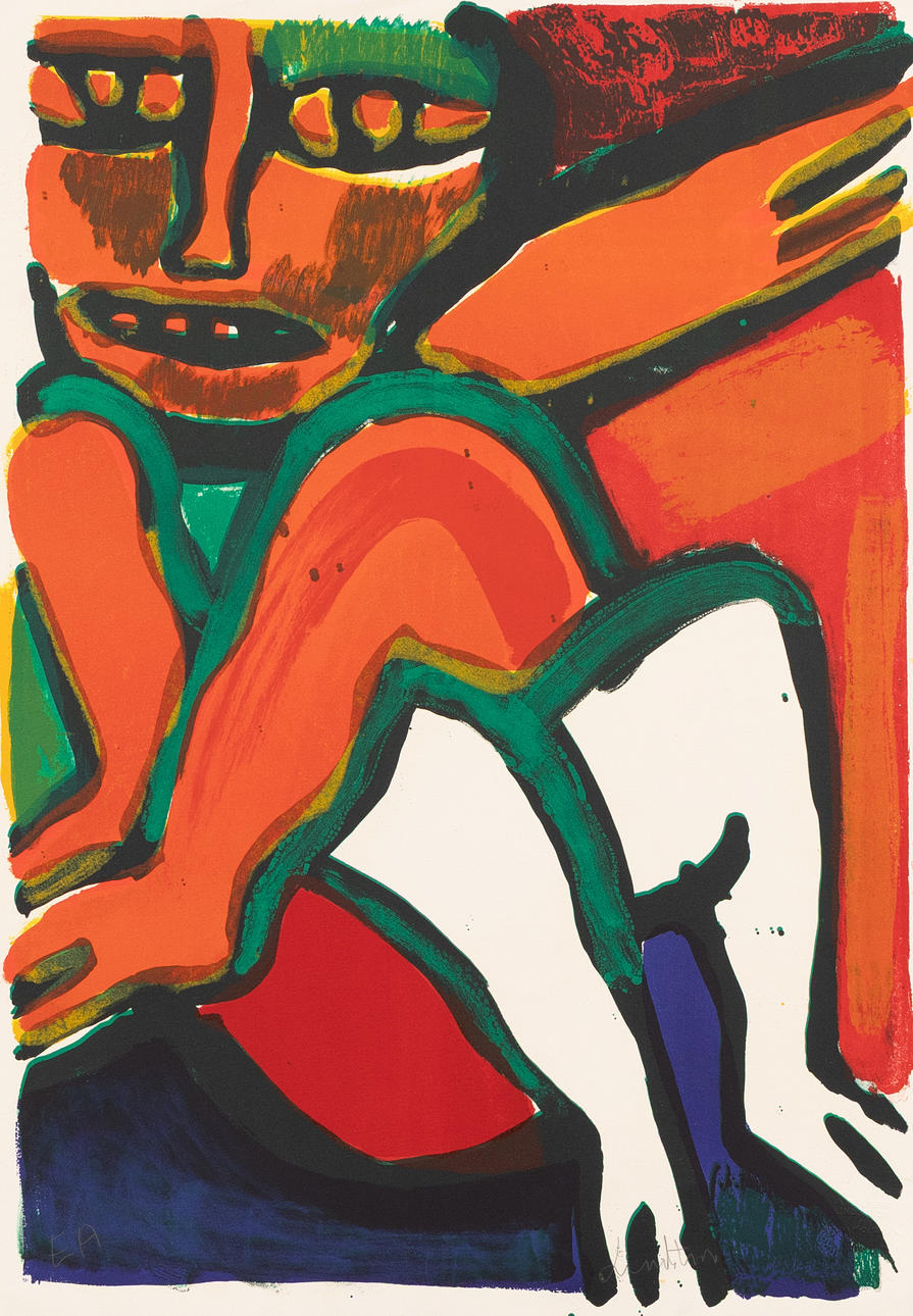 BENGT LINDSTRÖM. "Cirkusakrobater", lithograph no. EA, signed.