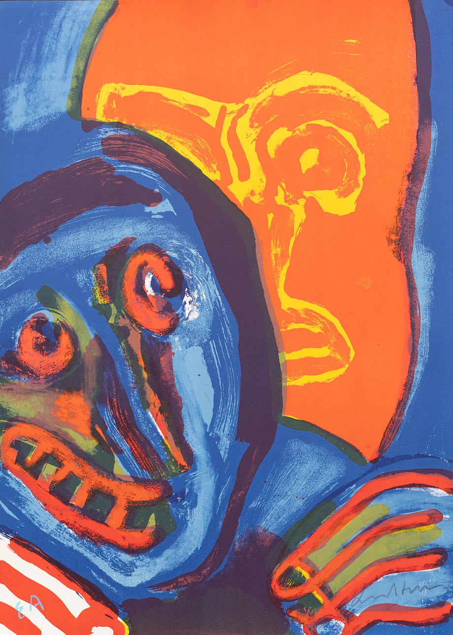 BENGT LINDSTRÖM. "Dubbelt ansikte", lithograph no. EA, signed.