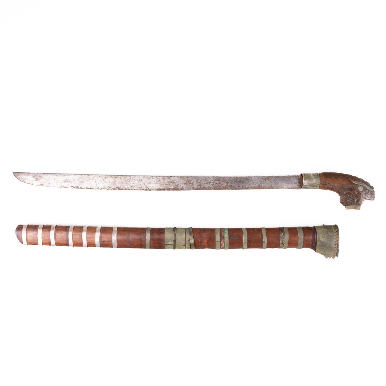 A silver Klewang-type woodcutter, Borneo, 1900.