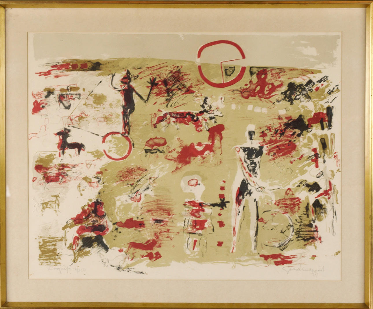 GÖSTA LINDQUIST. Lithograph, possibly 1/250, figure composition, signed.