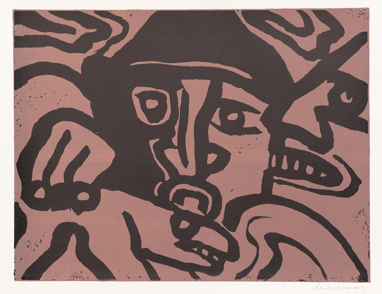 BENGT LINDSTRÖM. "Vakterna", lithograph, signed.
