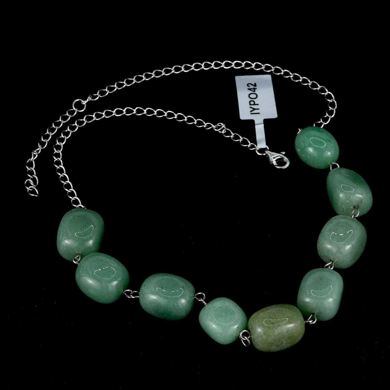 925 SILVER NECKLACE SET WITH JADE.