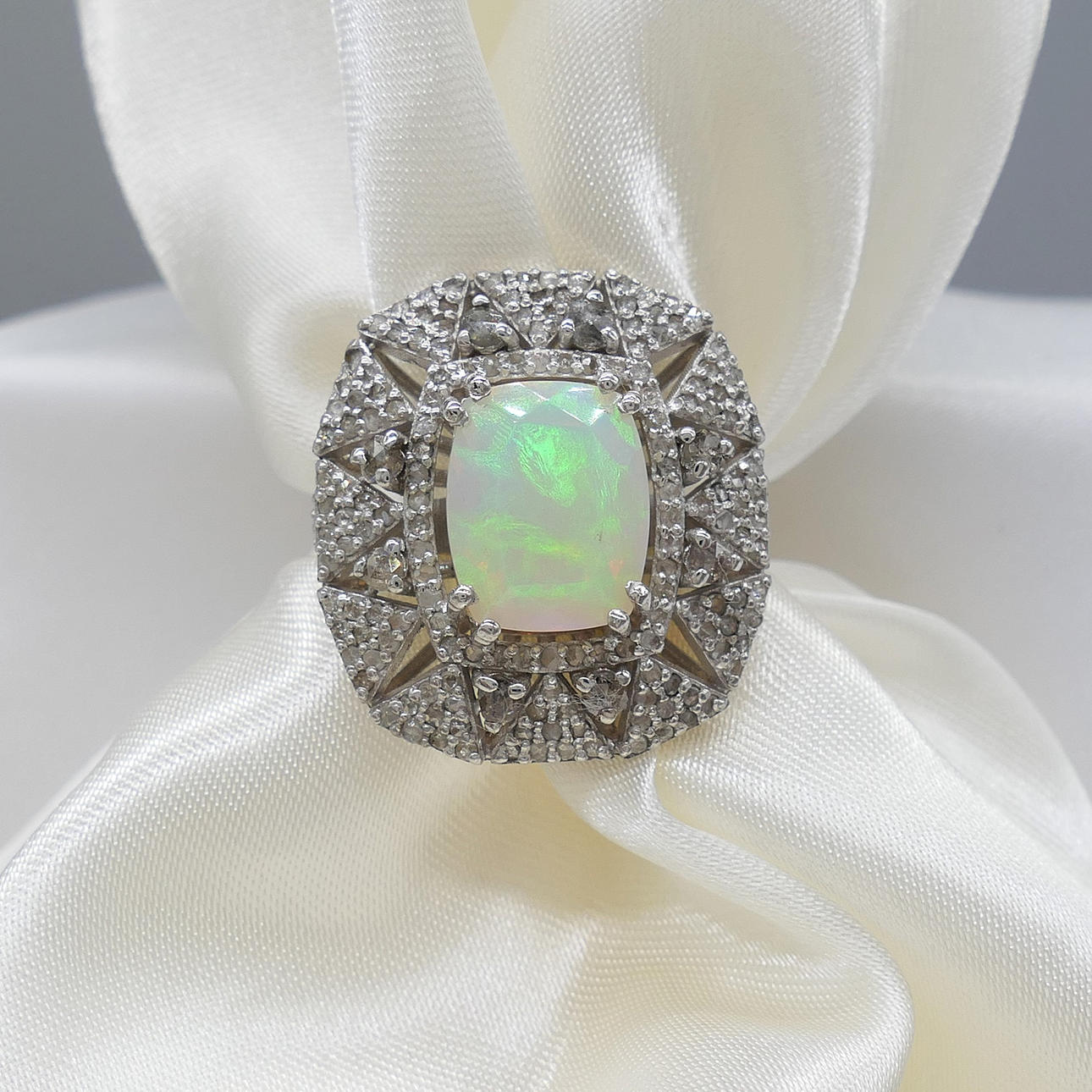 ORNATE OPAL & DIAMOND ring.