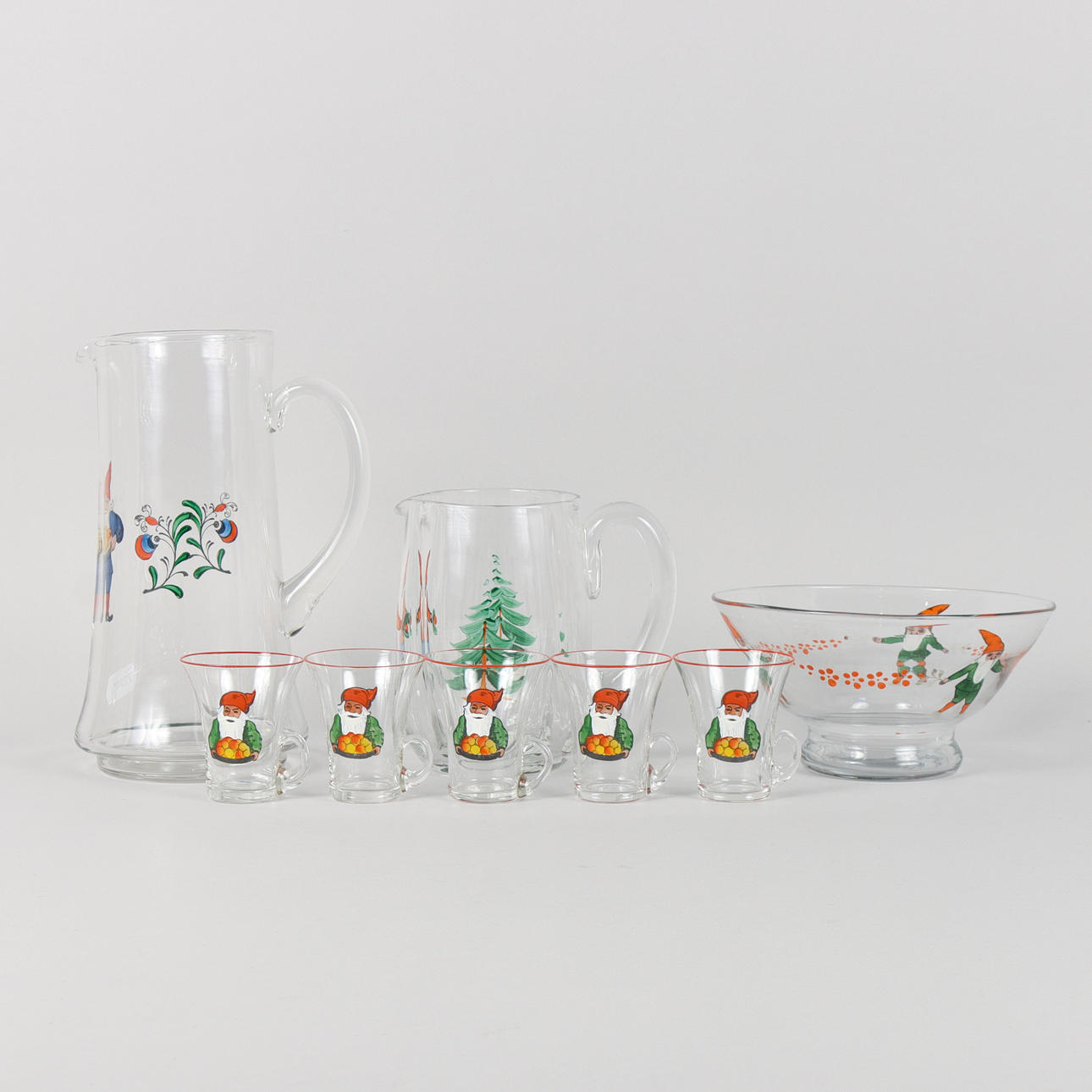 GLASS OBJECTS with Santa decor.