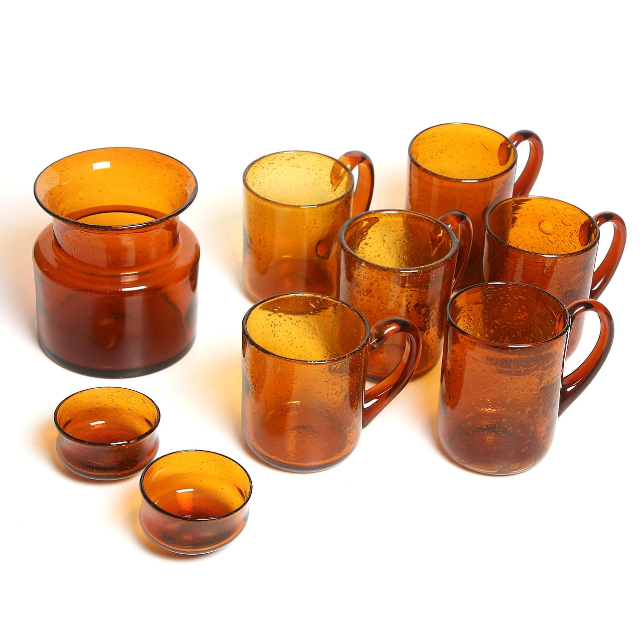 SEJDLAR, SKÅLAR och VAS, 9 delar, glas, Erik Höglund, Boda glasbruk, 1900-talets andra hälft.