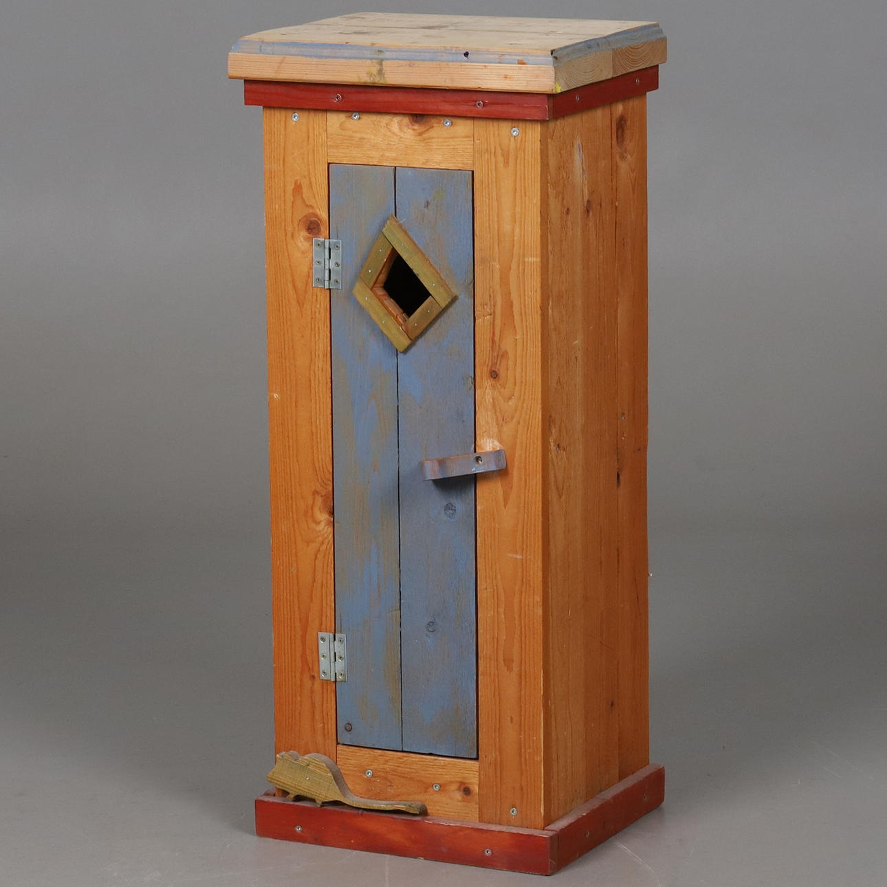 COLUMN CABINETS. CABINET WITH DOOR, SIGNED ON THE BACK AND DATED 1998.