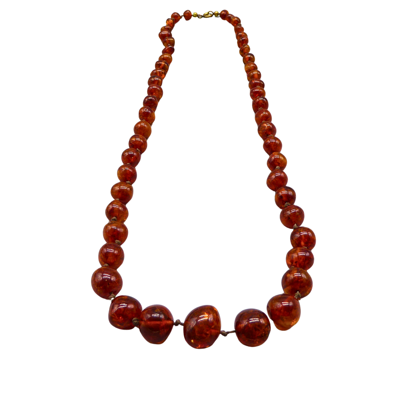 AMBER NECKLACE WITH SPRING RING CLASP.