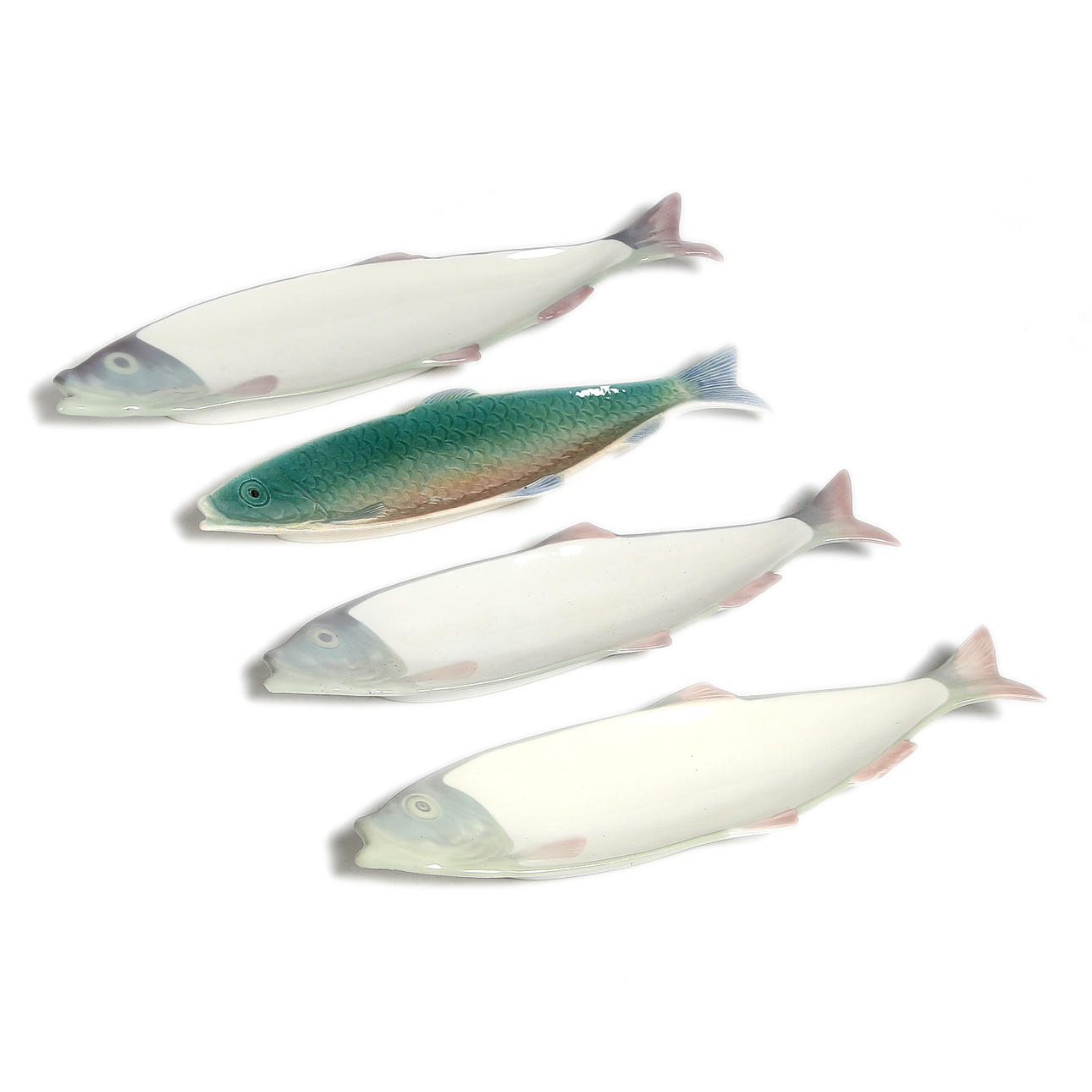 FISKFAT, 4 st, porslin, Rörstrand, omkring sekelskiftet 18/1900.