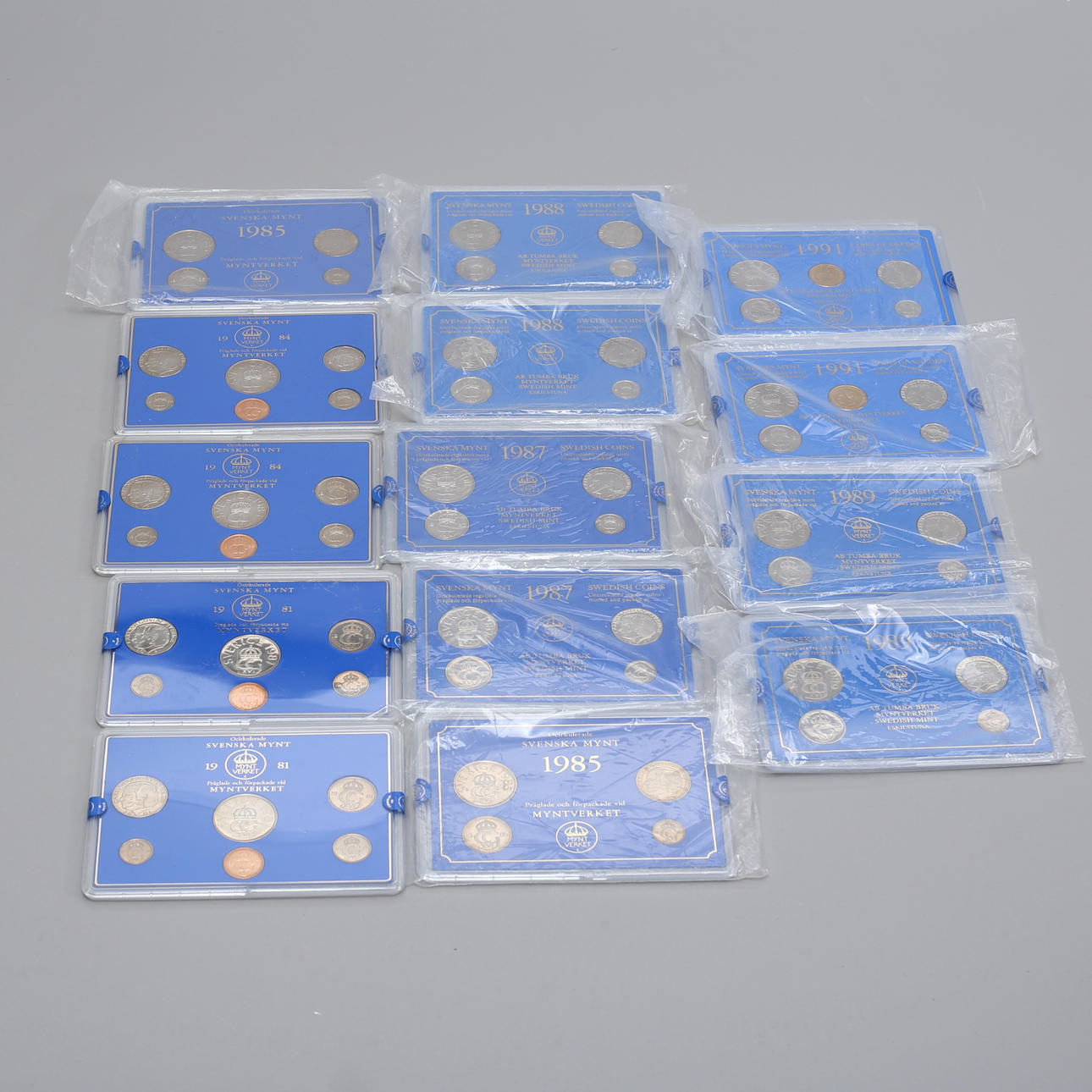 A coin, 14 year sets, Sweden, 1980/90s.