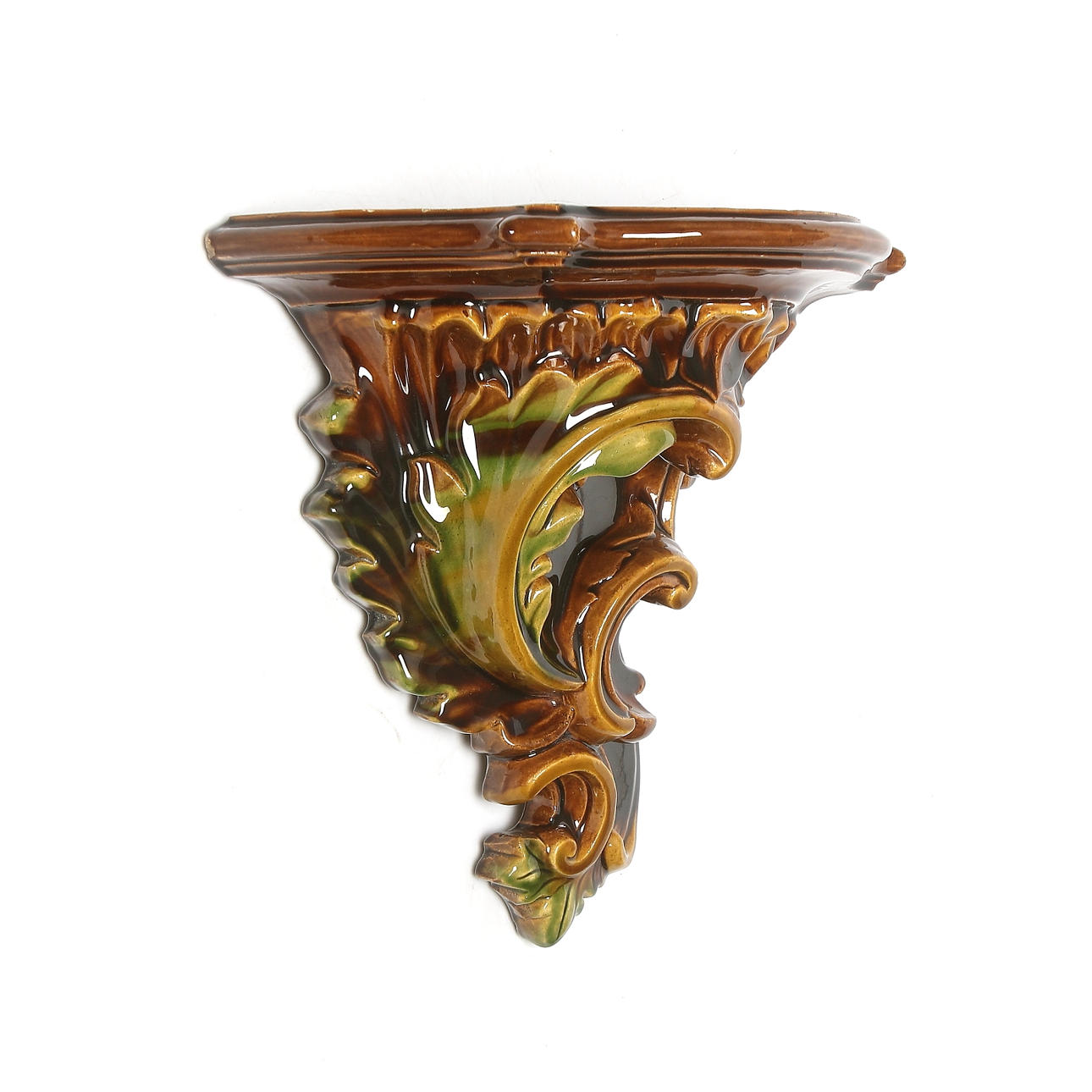 KONSOLHYLLA, majolika, rokokostil, sannolikt Rörstrand, 1800-talets andra hälft.