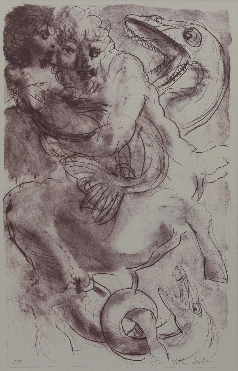 PETER DAHL. Mermaid and Centaur, lithograph, signed and dated 1989.