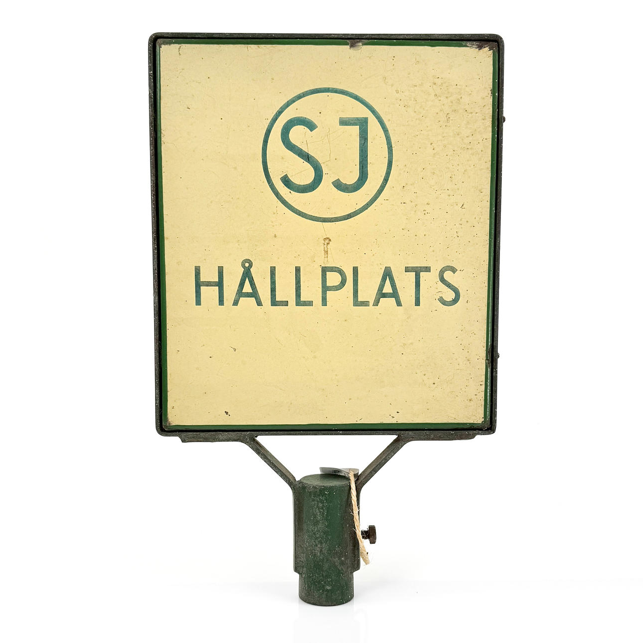 SJ, "Hållplats", emaljskylt, ca 1940-tal.