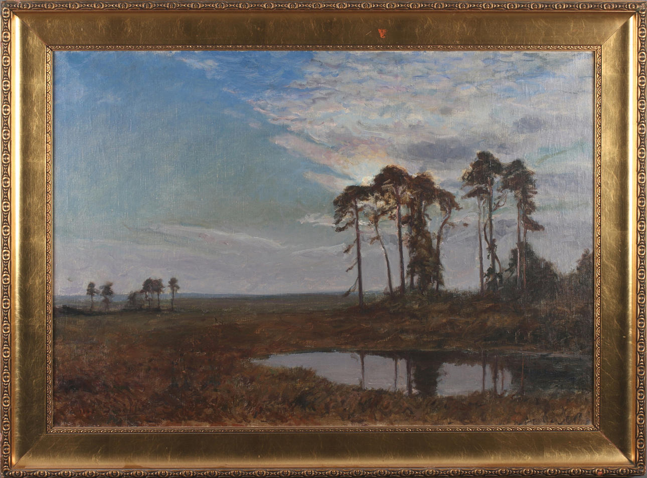 ERNST SMITH. Soldis över tallbevuxen myr, olja på duk, signerad.