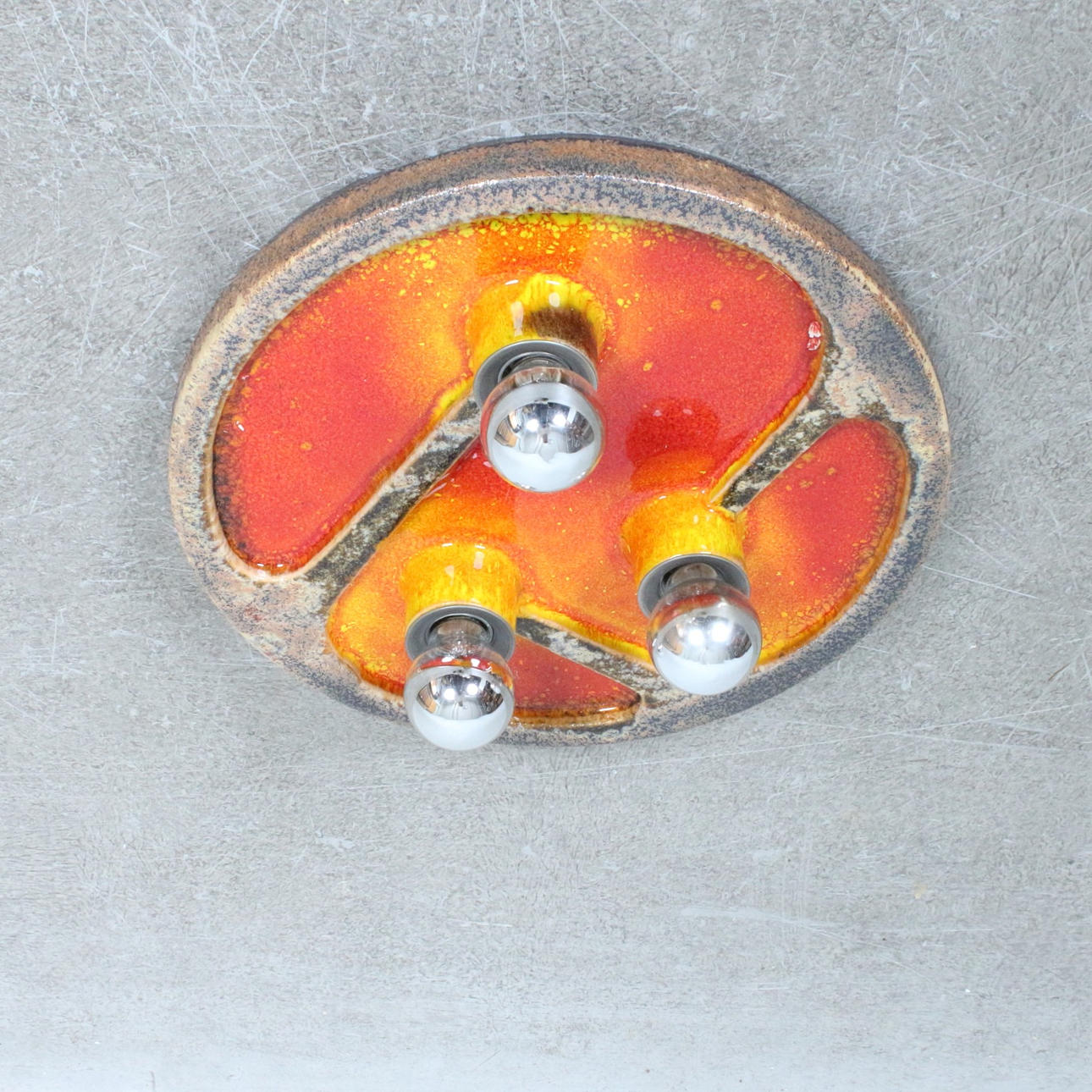 Brutalist ceramic wall/ceiling lamp.