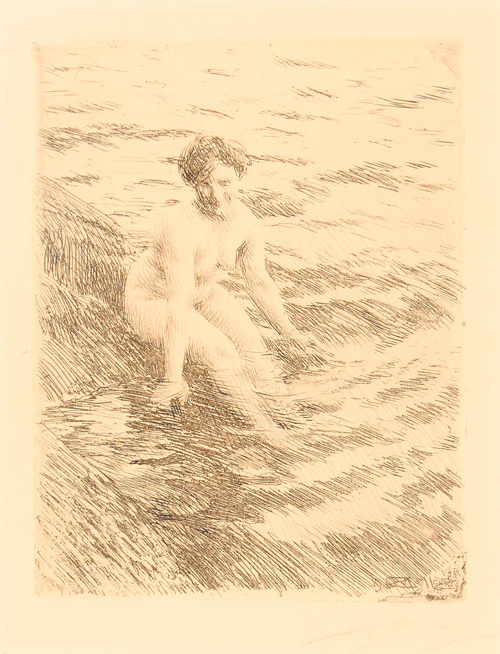ANDERS ZORN. Etching, “Wet”.