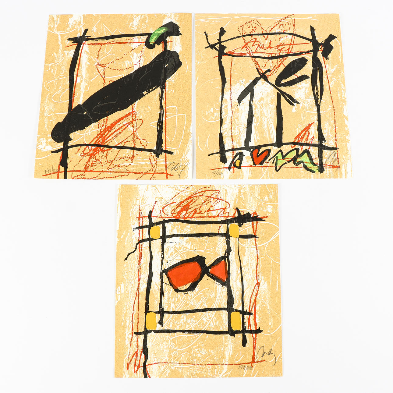 ARAMIS NEY. Lithographs 3 pieces, signed.