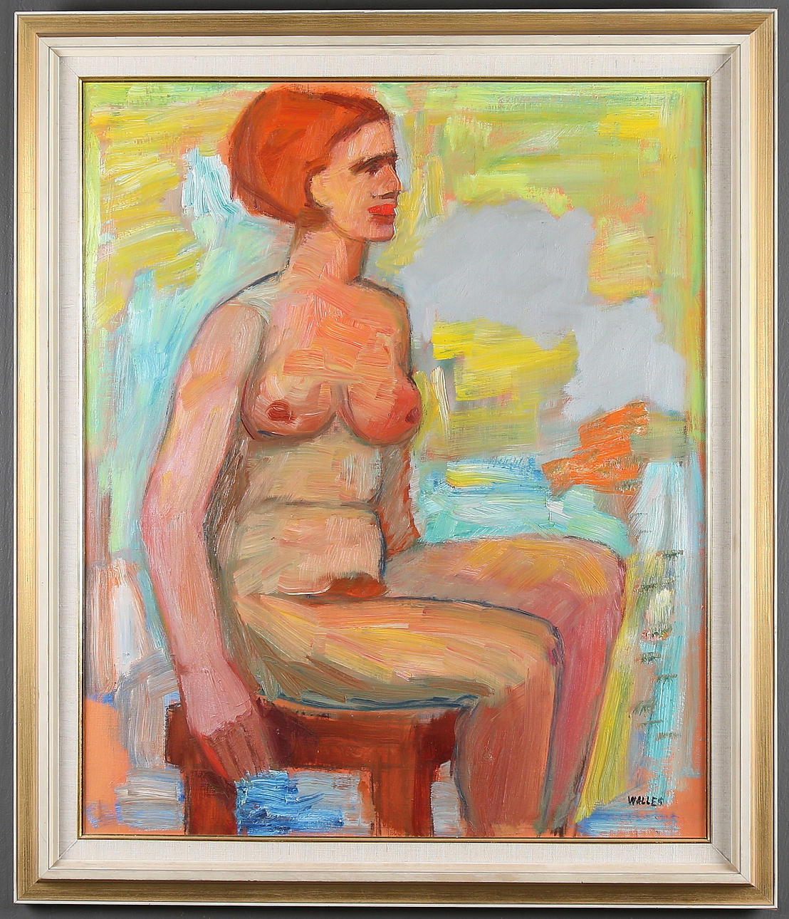 GUSTAF GEORG WALLES. Kvinnostudie, olja på duk, signerad.