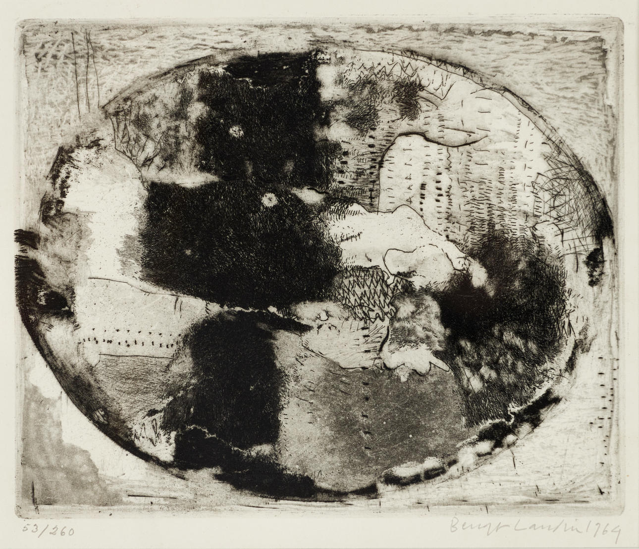 BENGT LANDIN. “A Small World”, signed and dated 1964, numbered 53/260, etching.