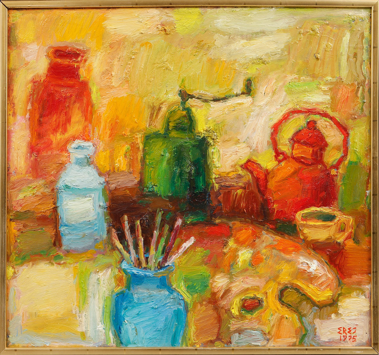 ARNOLD ERES. “On the Painter's Table”, oil on panel, signed and dated 1975.