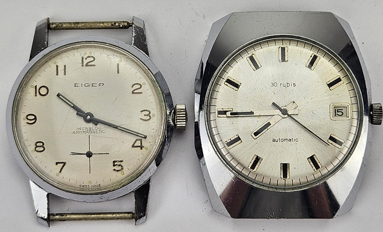 Wrist watch, 2 pcs, steel, Anker automatic and Eiger.