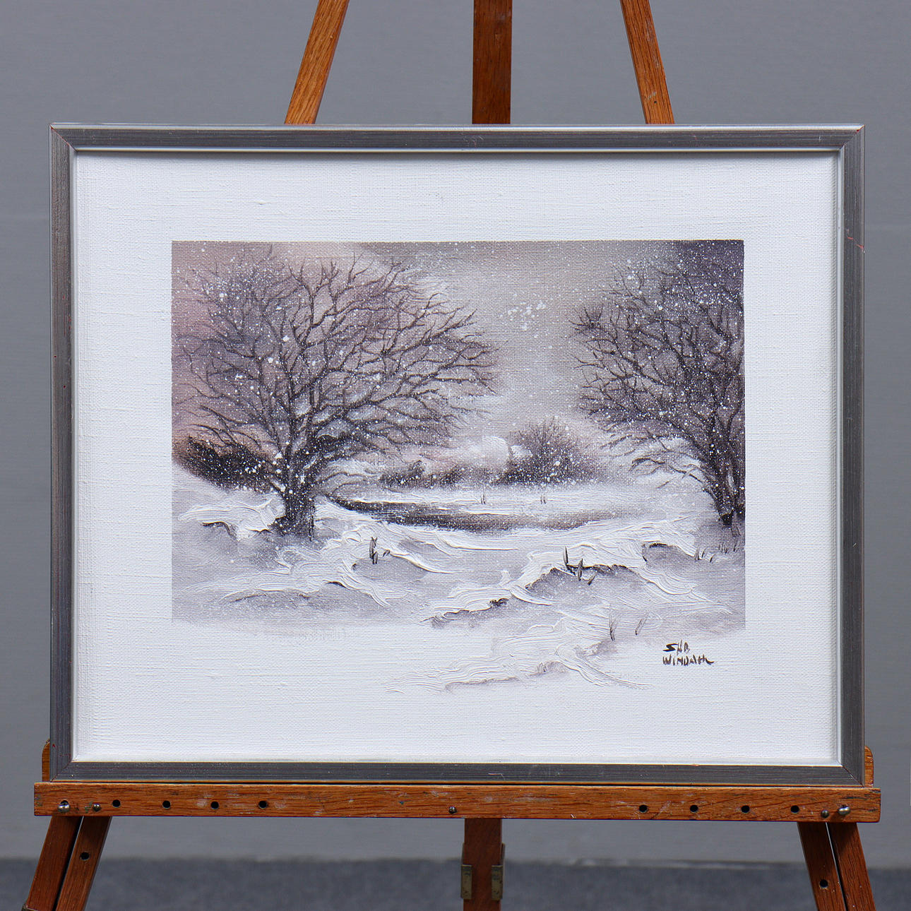 STEPHEN WINDAHL “SNOWFALL” OIL ON CANVAS, SIGNED.