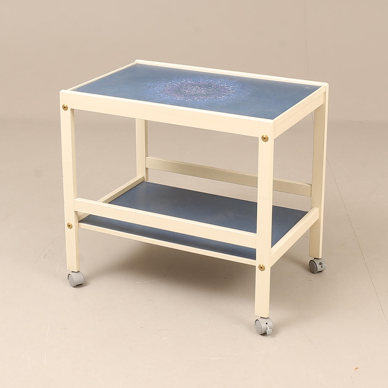 A wooden serving trolley, 1970s.