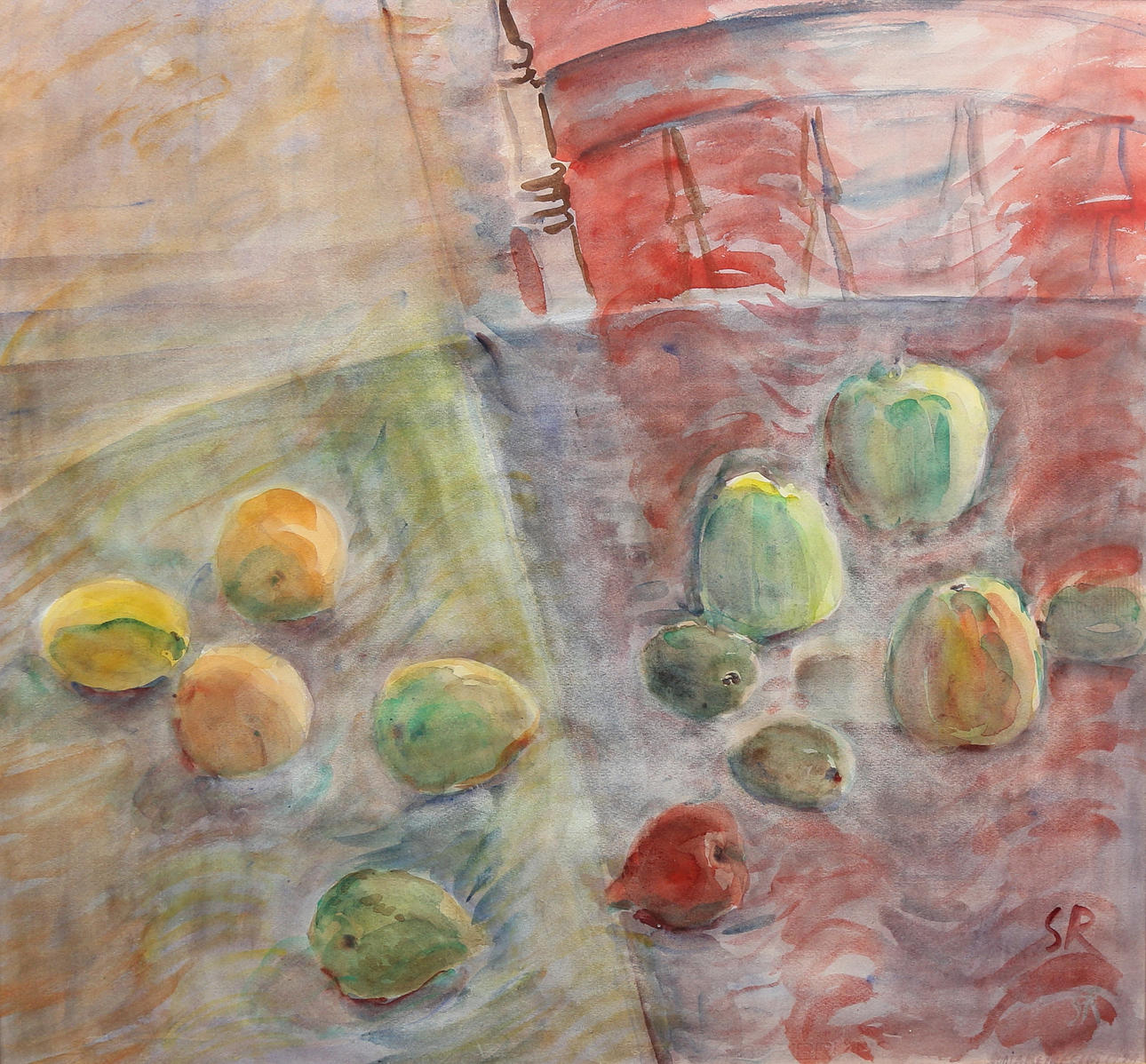 SONJA REINFELDT. akvarell, signerad.