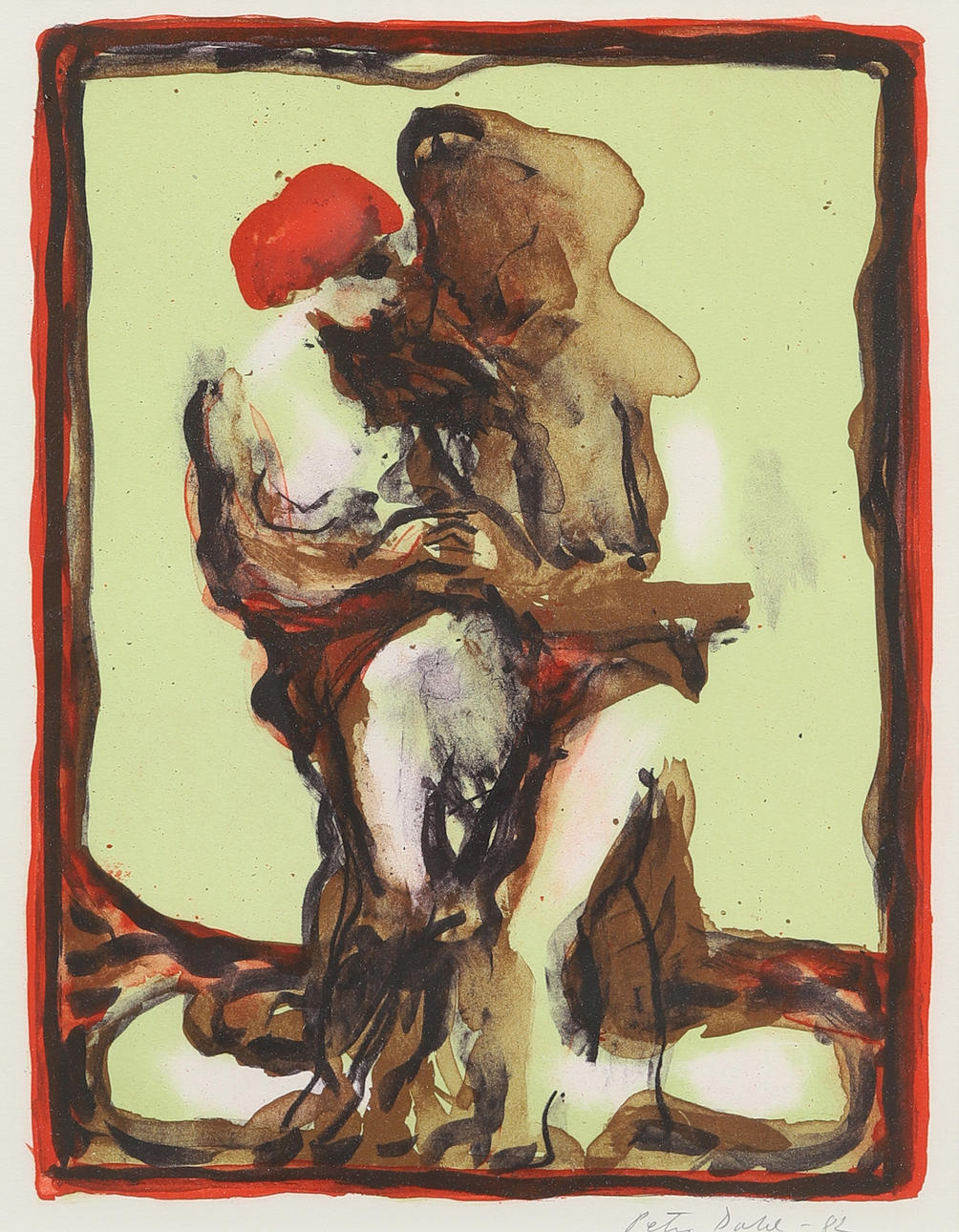 PETER DAHL. “Betrothal”, lithograph, signed and dated -82.