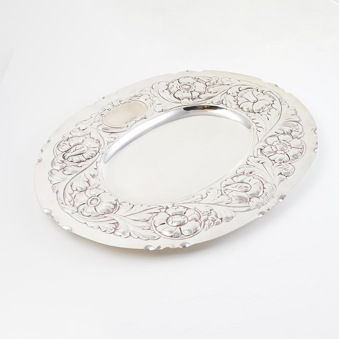 FAT silver, GAB, Stockholm, 1946, cisellated decor with flowers and ...