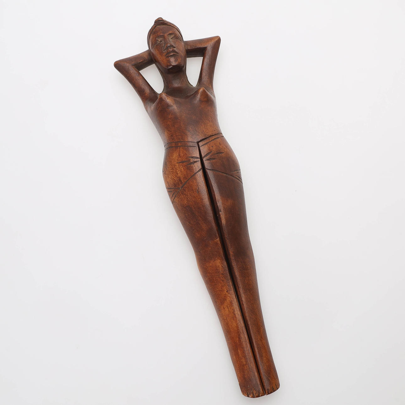 A wood nutcracker, hand-carved, 20th century.