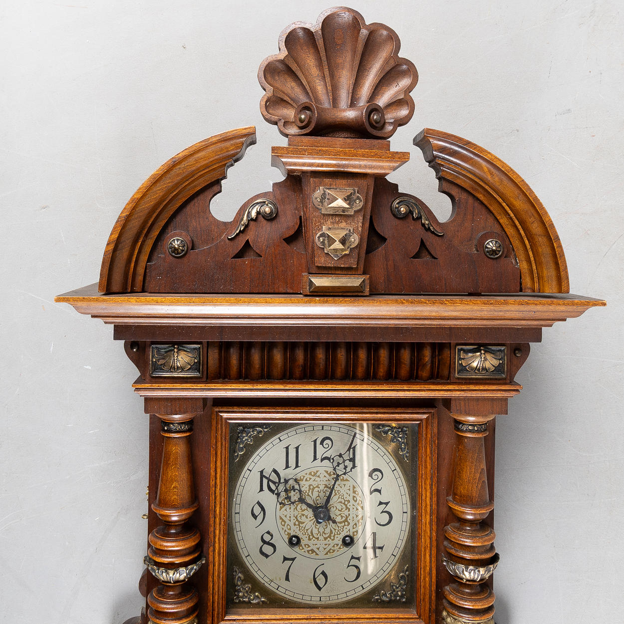 A Lenzkirch wall clock, oak with bronze mounts, Neo-Renaissance, late ...