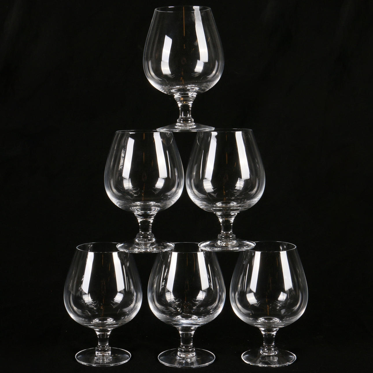 COGNACSKUPOR, 6 st. Glas, "Napoleon", Olle Alberius, Orrefors.