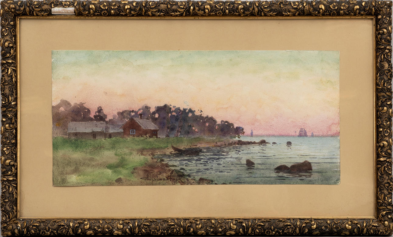 HJALMAR FALK (1856-1938). Kustmotiv, akvarell, signerad samt daterad 1901.