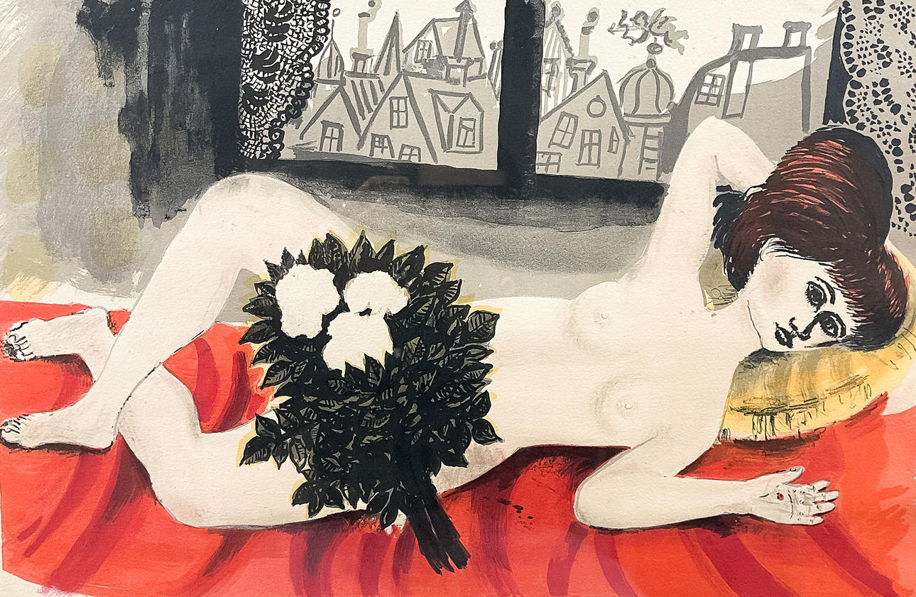 OLLE  OLSSON-HAGALUND. LITHOGRAPHY, Nude study, “Ladybug”, Numbered 70/360, Signed.