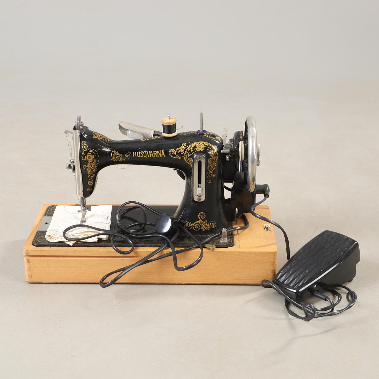 A mid-20th century Husqvarna sewing machine.