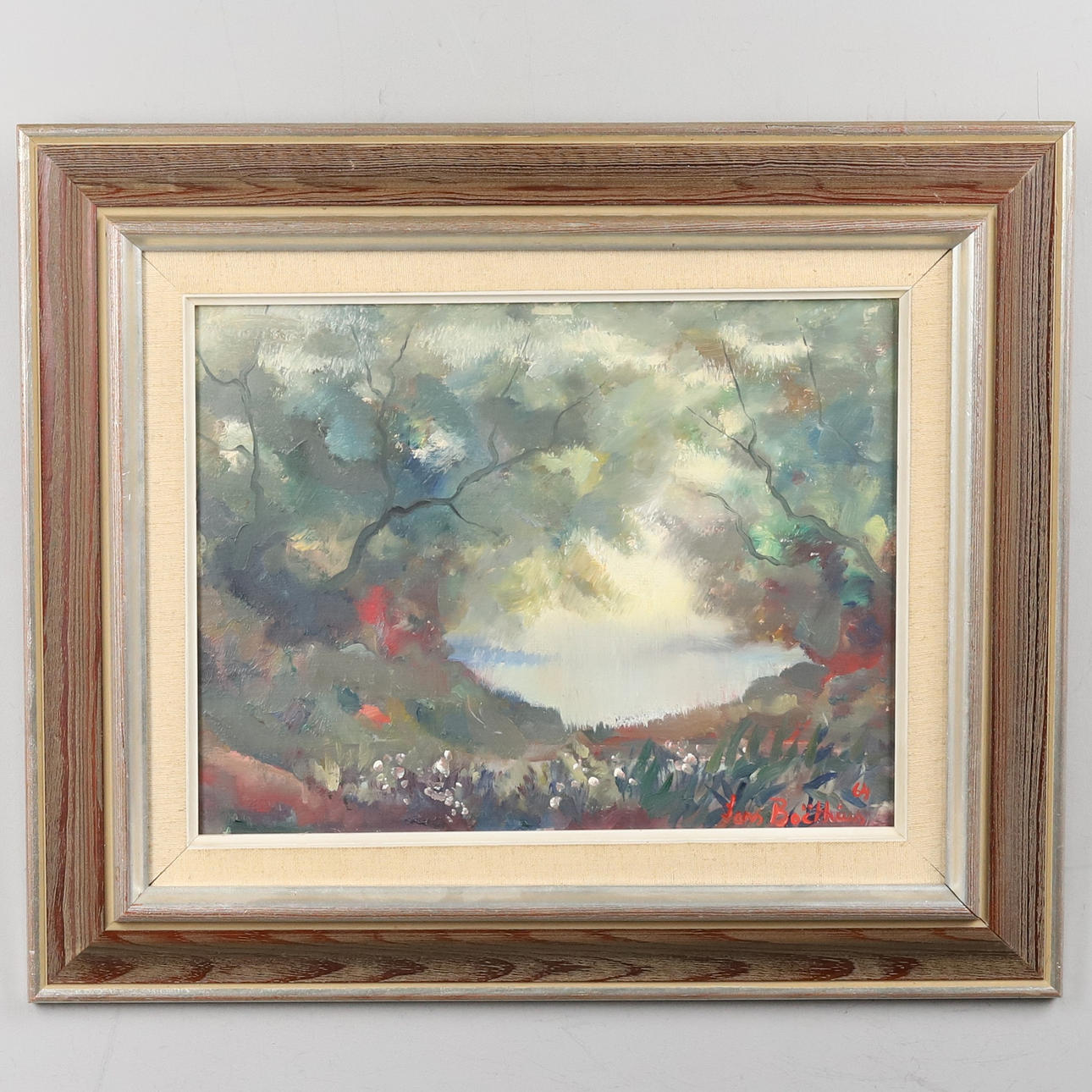 LARS BOETHIUS. OIL ON PANEL, "Skogsglänta” signed.