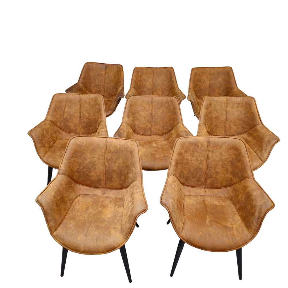 DEVINA NAIS. 8 “DREAMY” LEATHER DINING CHAIRS.