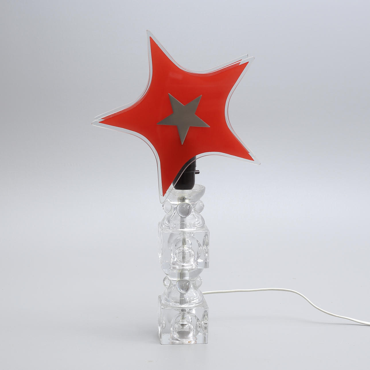 GERT NYSTRÖM. Bordslampa, glas med adventsstjärna, Hyllinge, 1900-talets andra hälft.