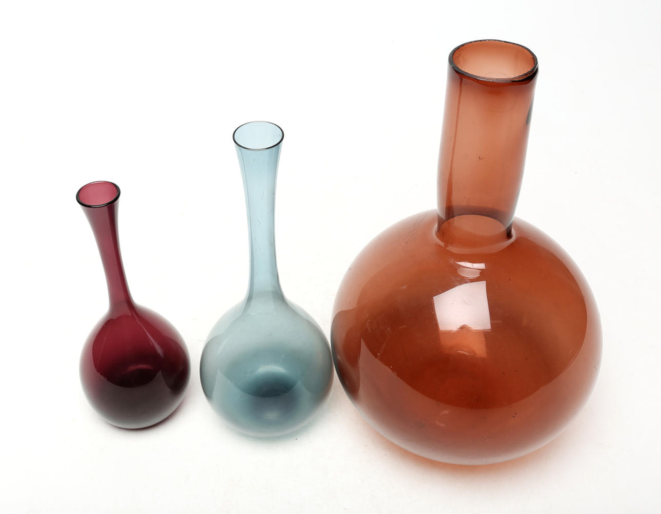 VASES 2 pcs and PUMPKIN, glass.