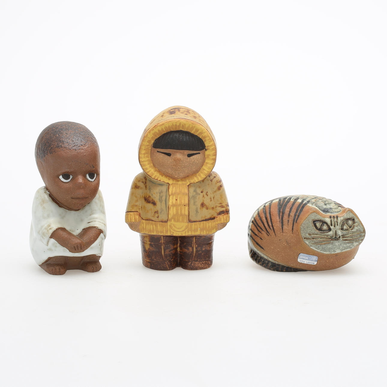 LISA LARSON. Figuriner, 3 st, stengods, Gustavsberg.