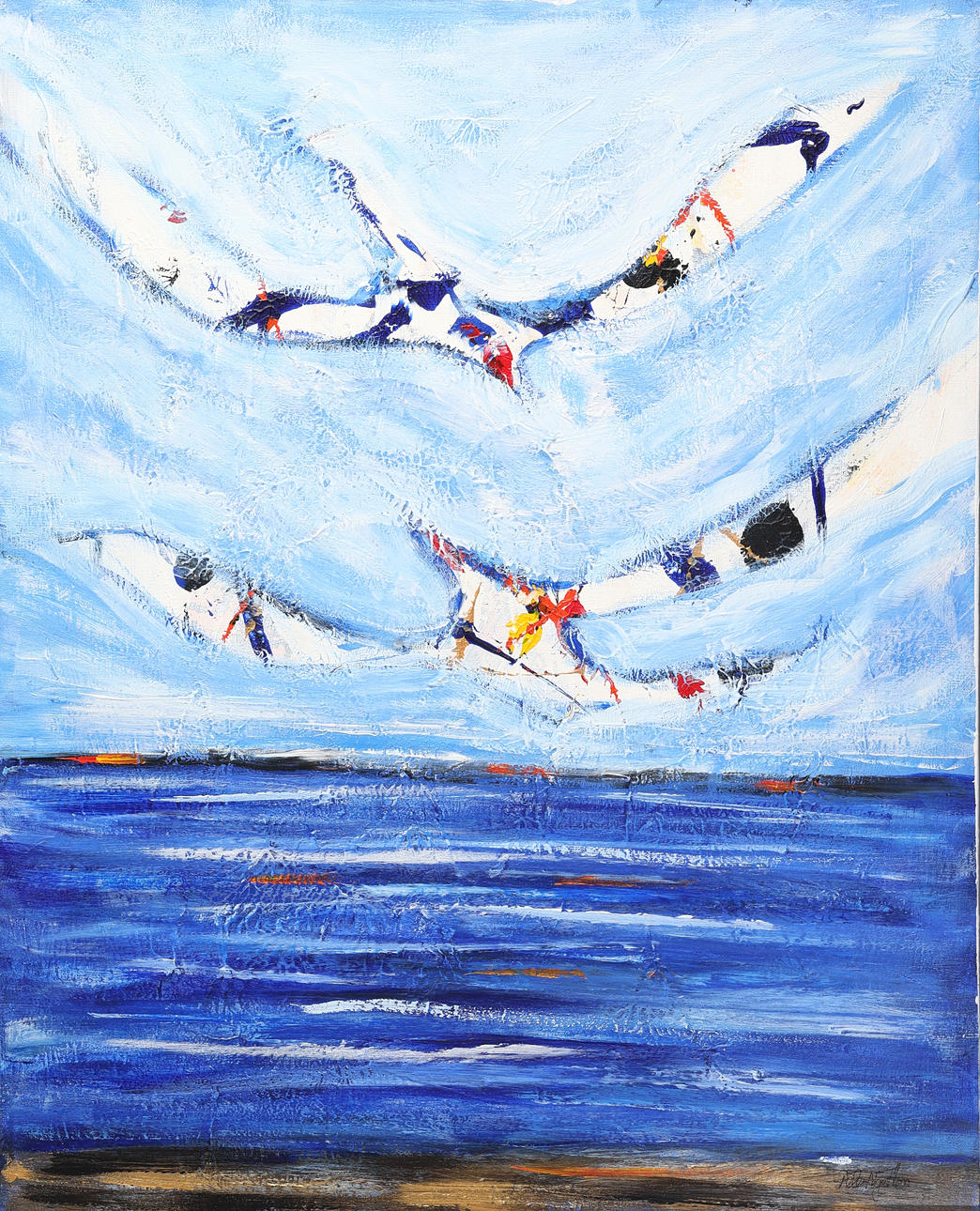 PETER NYSTROM. Acrylic on canvas, “Friends”, signed.